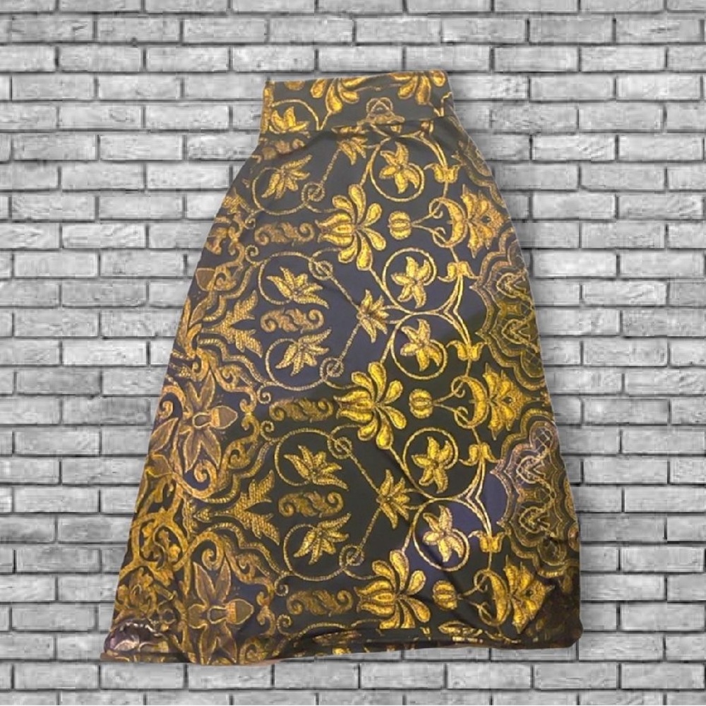 ERDEM JACQUARD Vintage Gold & Black Paisley Maxi Skirt Fall ‘19 Collection - Picture 2 of 7